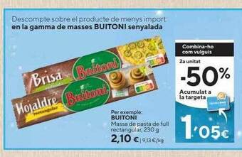 Caprabo Buitoni massa de pasta de full rectangular oferta