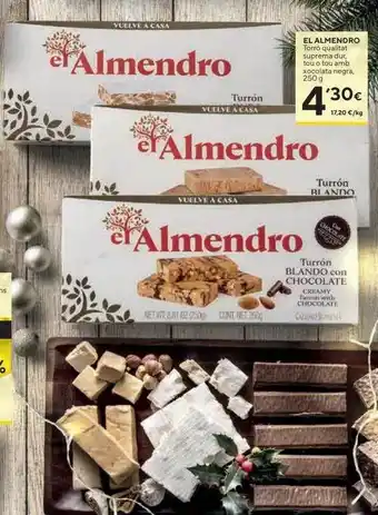 Caprabo El elmendro torró qualitat suprema dur, tou o tou amb xocolata negra oferta