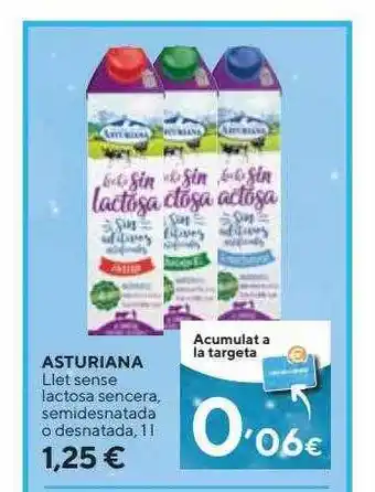 Caprabo Asturiana llet sense lactosa sencera, semidesnatada o desnatada oferta
