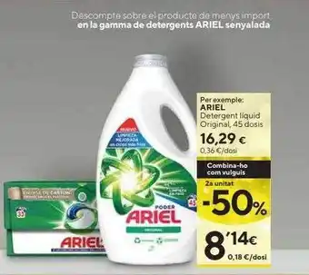 Caprabo 2a unitat -50% ariel detergente liquid original oferta