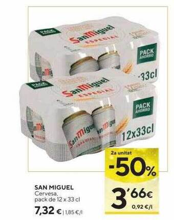 Caprabo 2a unitat -50% san miguel cervesa oferta
