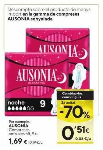 Caprabo 2a unitat -70% ausonia compreses amb ales nit oferta