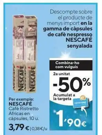 Caprabo Nescafé café ristretto africas en càpsulas oferta