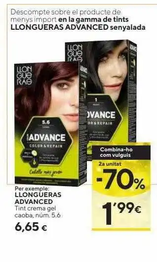 Caprabo 2a unitat -70% longueras advanced tint crema gel caoba oferta