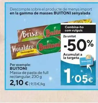 Caprabo Buitoni massa de pasta de full rectangular oferta