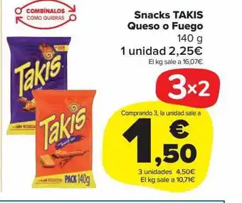 Carrefour Market Snacks takis queso o fuego oferta