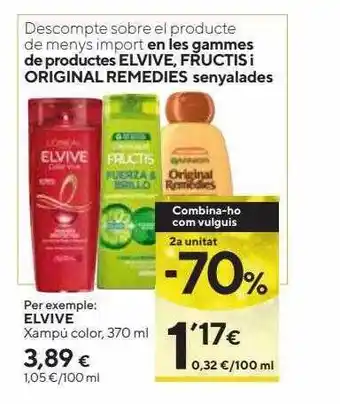 Caprabo 2a unitat -70% elvive xampú color oferta