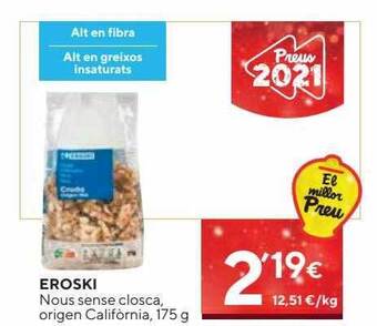 Caprabo Eroski nous sense closca origen califòrnia oferta