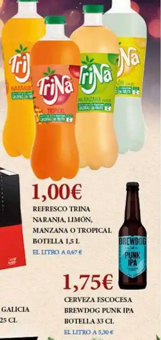 Claudio Refresco trina naranja limón manzana o tropical cerveza escocesa brewdog punk ipa oferta