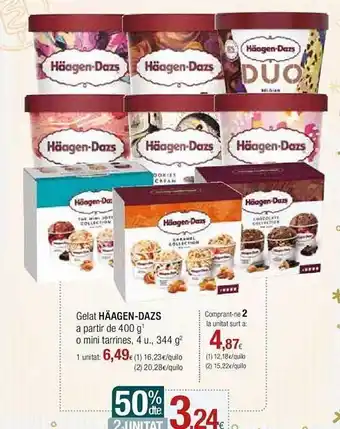 Condis 50% dte 2a unitat gelat häagen-dazs oferta