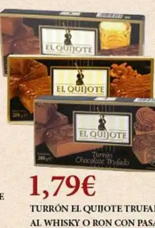 Claudio Turrón el quijote trufa al whisky o ron con pasa. oferta