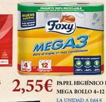 Claudio Papel higiénico foxy mega rollo 4=2 oferta