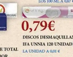 Claudio Discos desmaquillante ifa unnia oferta