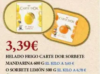 Claudio Helado frigo carte dor sorbete mandarina o sorbete limón oferta