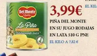 Claudio Piña del monte en su jugo rodajas en nata oferta