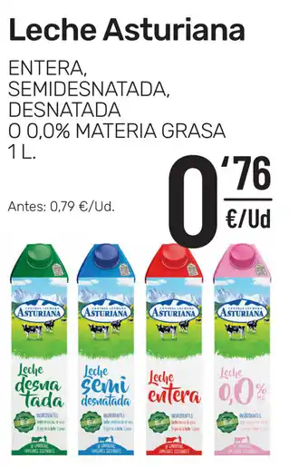 AhorraMas Leche Asturiana Entera, Semidesnatada, Desnatada 0.0,0% Materia Grasa 1L oferta
