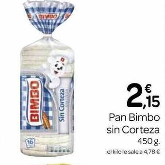 Supermercados El Jamón Pan bimbo sin corteza oferta