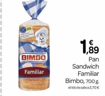 Supermercados El Jamón Pan sandwich familiar bimbo oferta