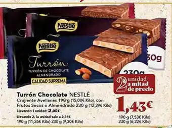 Gadis Turrón chocolate nestlé oferta