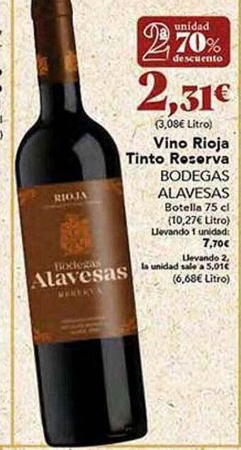 Gadis Vino rioja tinto reserva bodegas alavesas oferta