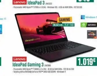 PCBox Ideapadcaming lenovo ideapad 3 323 -procesador amd rycer 757000 a 1.8 ghz - windows 105-808 de ram ddr4-512 08 550 lenovo oferta