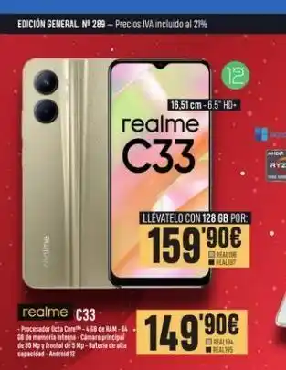 Beep Edición general. nº 289 - precios iva incluido al 21% realme realme c33 -procesador octa core™-4gb de ram-84 gb de memoria oferta