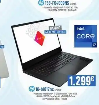 Beep Ome hp 15s-f04039ns p205 procesador intel core725673.70 -12 gb ddr4-512 68 530-windows 1 gaming 40.89 cm-18.1 oho hp 16-b oferta