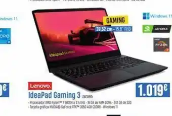 Beep Ideapadcaming lenovo ideapad gaming 3 l -procesador amd ryzen 758008 a 2.4 ghz-16 gb de ram ddr4-512 gb ssd -tarjeta grafi oferta