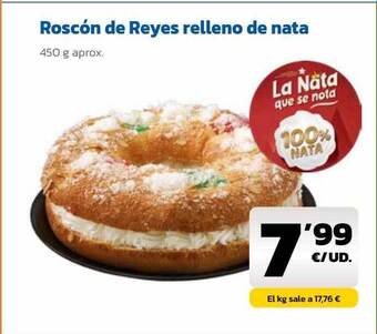 AhorraMas Roscón de reyes relleno de nata oferta