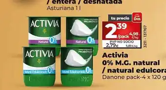 Dia Activia 0% m.g. natural natural edulcorante danone pack-4 oferta