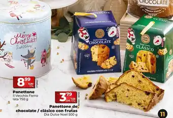 Dia Panettone ii vecchio forno lata panettone de chocolate clásico con frutas dia dulce noel oferta
