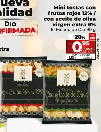 Dia Mini tostas con frutos rojos 12% con aceite de oliva virgen extra 5% el molino de dia oferta