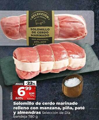 Dia Solomillo de cerdo marinado relleno con manzana piña paté y almendras oferta