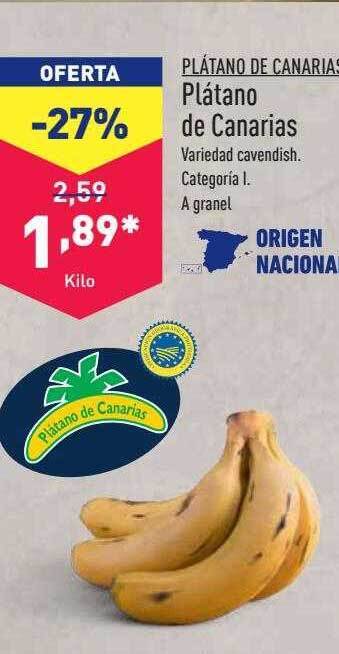 ALDI Plátano de canarias oferta