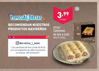 ALDI Special canelones de foie y trufa oferta