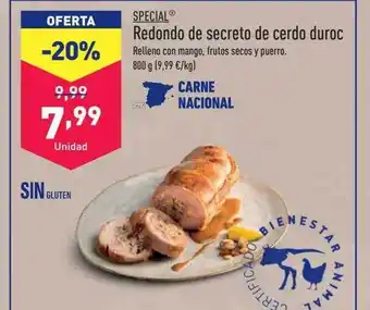 ALDI Special redondo de secreto de cerdo duroc oferta