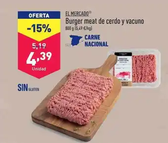 ALDI El mercado burger meat de cerdo y vacuno oferta