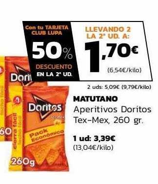 Supermercados Lupa Matutano aperitivos doritos tex-mex oferta