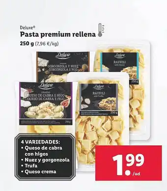 Lidl Deluxe pasta premium rellena oferta