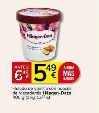 Supermercados Charter Helado de vainilla con nueces de macadamia häagen-dazs oferta