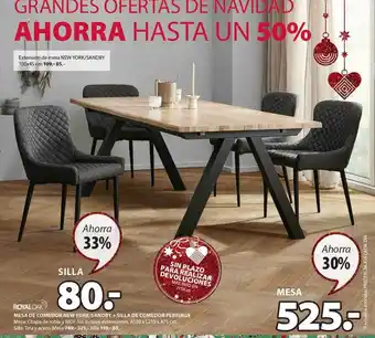 JYSK Royaloak mesa de comedr new york sandby + silla de conedor pebringe oferta
