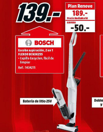 MediaMarkt Bosch Escoba aspiración, 2 en 1 Flexoo BCH3K255 oferta