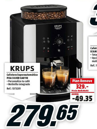 MediaMarkt Krups Cafetera Superautomática Pisa Silver EA8118 oferta