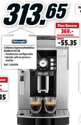 MediaMarkt Delonghi Cafetera Superautomática Ecam 21.117 SB oferta