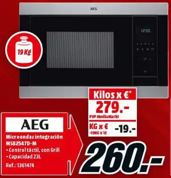 MediaMarkt AEG Microondas integración MSB2547D-M oferta