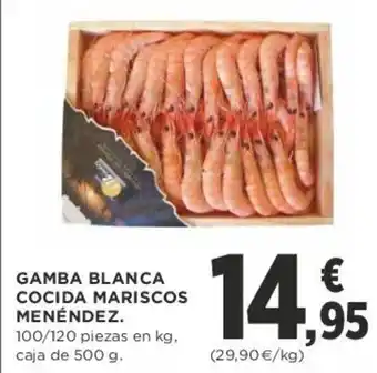 Supercor Gamba Blanca Cocido Mariscos Menéndez 100/120 piezas 500g oferta