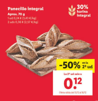Lidl Panecillo Integral oferta