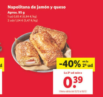 Lidl Napolitana de Jamón y queso oferta