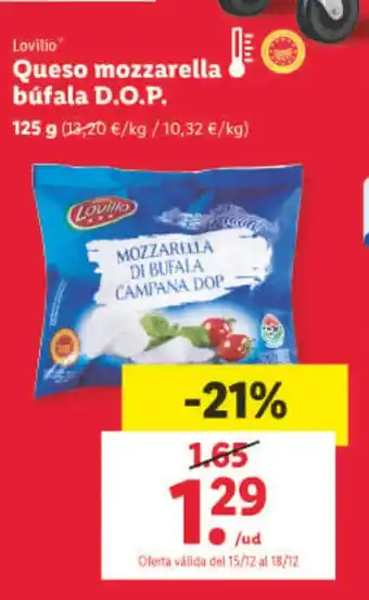 Lidl Queso Mozzarella Búfala D.O.P. oferta