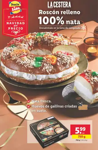 Lidl Roscón Relleno 100% Nata oferta